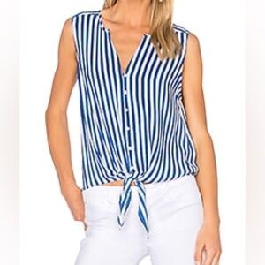 Joie Tyson Silk Tank Blue/White Stripe Size S